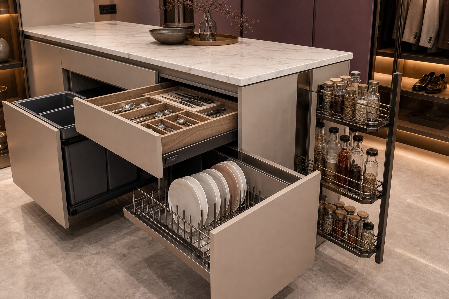 Grove Design kitchen drawer accessories close-up
